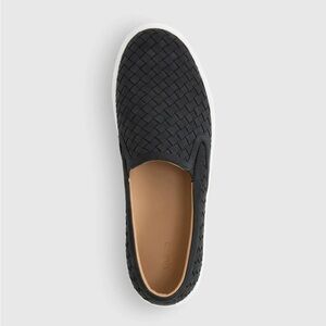 Quince Handwoven Leather Black Slip-On Sneaker size 7